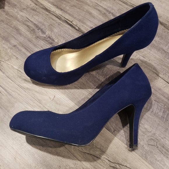 Fioni Dark Blue velvety shoes - Picture 1 of 7